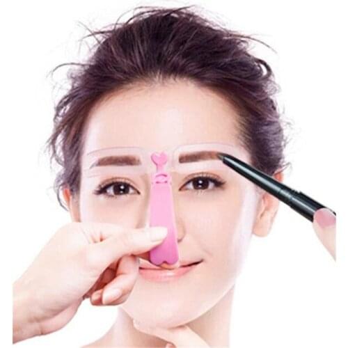 New 200 pcs/lot 4 Pieces Reusable Eyebrow model template Eyebrow shaper Defining Stencils makeup tools