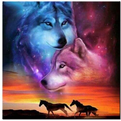 Full 5D Diy Diamond Painting Wolf Horse 3D Diamond Painting Round/Square Rhinestones Diamond Painting Embroidery Animals Mosaic