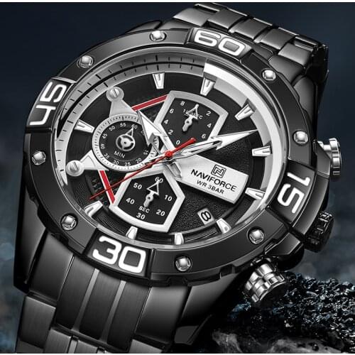 New Style NAVIFORCE Sports Watches Men Luxury Brand Military Stainless Steel Clock Male Fashion Chronograph Wristwatches 2021