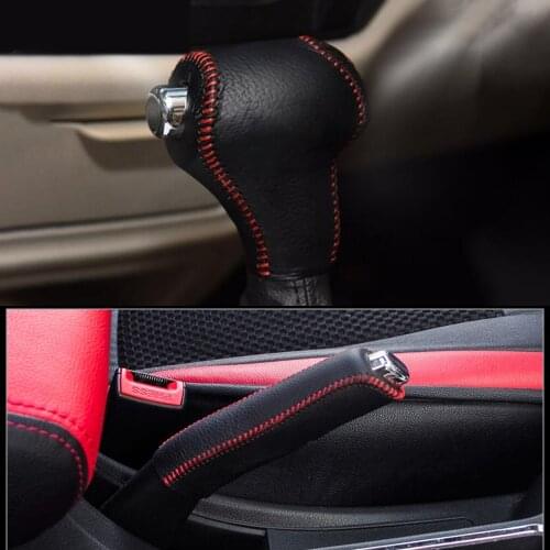 Car Gear Shift Collars Case Handbrake Cover For Kia Sportage R Cerato K3 K5 Sorento 2011-2015 Car Accessories Cow Leather
