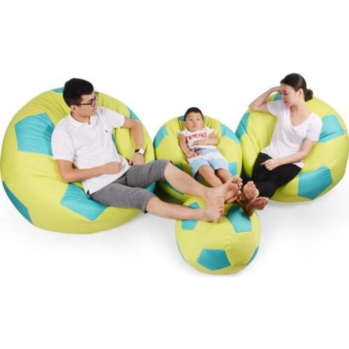 Cover only No Filler- 90cm diameter world cup football design bean bag chair, living room beanbag sofa recliner, relax lounger