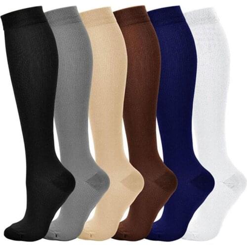 Soft Nylon Anti-Fatigue Knee High Compression Socks Calf Foot Support Stockings S-XXL Mens Womens