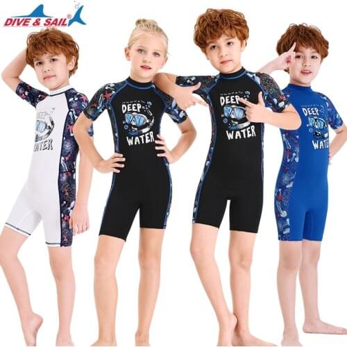 1pc Kids Wetsuit Shorty Thermal Swimsuit Lycra Sun Suit Back Zip for Boys Girls Toddler Youth Swimming,Diving,Snorkeling Surfing
