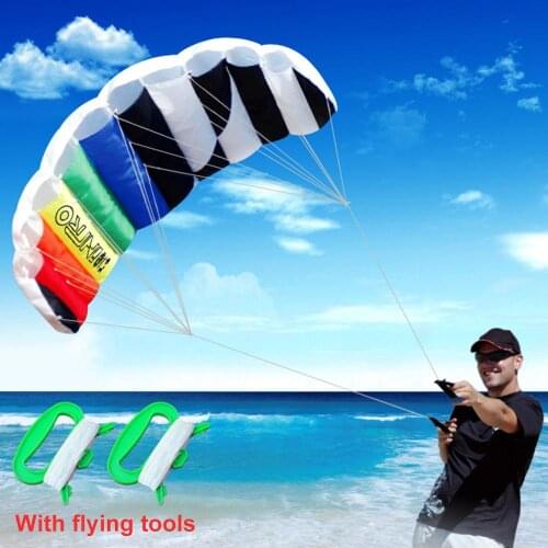 Dual-Line 98ft Stunt Kite Rainbow Sports Beach Stunt Kite Outdoor Sports Kite