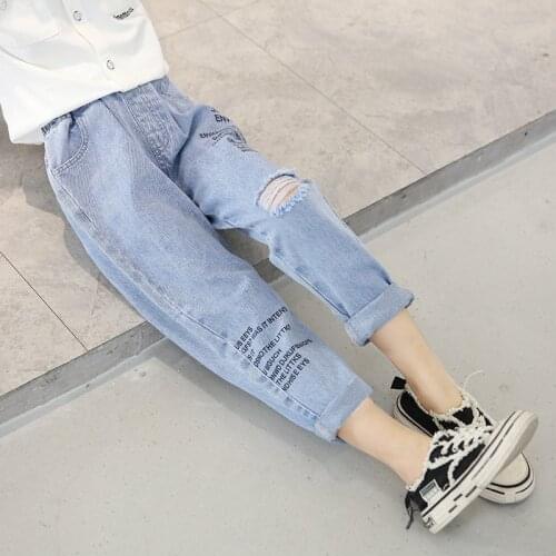 Teen Girls Jeans Fashion Holes Harem Pants for Teenage 8 10 12 years 2020 New Spring Fall Children Outfit