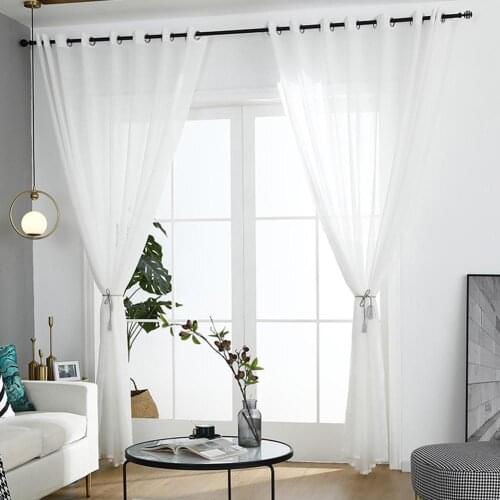 Europe Solid White Yarn Curtain Window Tulle Curtains For Living Room Kitchen Modern Window Treatments Voile Curtain