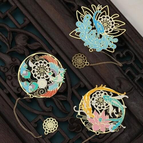 Phoenix Peacock Bookmark Cartoon Deer Art Flower Pendant Pattern Book Mark Page Folder Decor Office School Supplies Stationery
