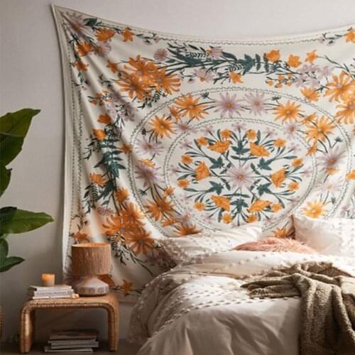 Indian Mandala Tapestry Wall Hanging Flower Psychedelic Tapestry Wall Hanging Decor for Living Room Bedroom Bohemian Plant Print