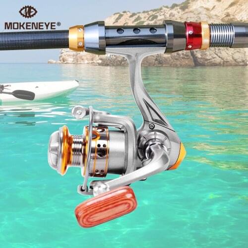 5.2:1 Gear Ratio CNC Alloy Line Spool Fishing Reel Spinning Wheel Imitation Wood Handle Metal Transmission Ultralight System