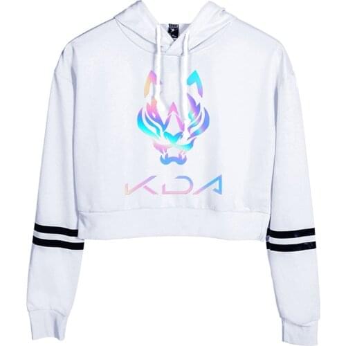 KDA The Baddest 2020 Hot Game New Song Printed Cool Streetwear Women Pullovers Navel Hoodies Sweatshirt Lumbar Casual Hip Hop