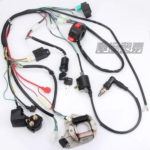 Electrical Wiring Harness Kit Fit accessory For Dirt Bike ATV QUAD 50 70 90 110CC with Rectifier Ignition Key Coil CDI Unit