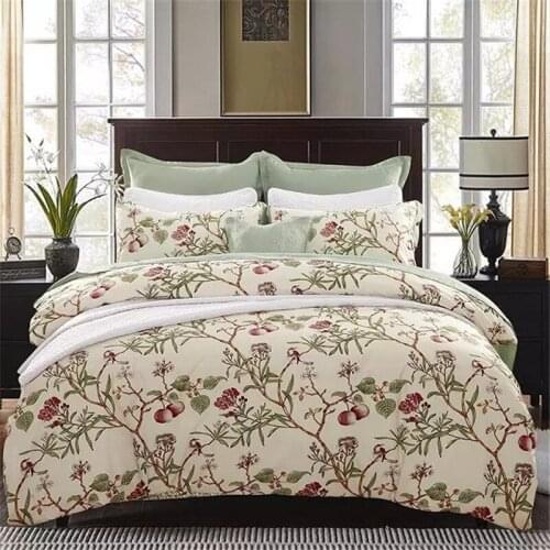 New Style Bedding Set,Floral and Grass Geometry Pattern,Modern Flower Queen Size Stripe Bed Duvet Cover Set Pillow Cases