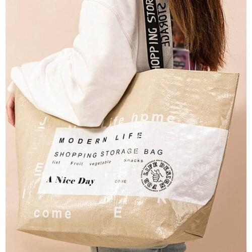 Fashion Letter Printed Shopper bag Large Capacity Tote Bag Reusable Shopping Handbag Womens Portable Shoulder Bag Organizer