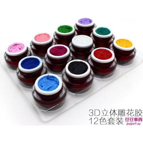 New 3D Nail Art Paint Draw Painting Acrylic Color UV Gel 12 Color Glitter Builder False Tips Acrylic Nail Art Polish Kit Set