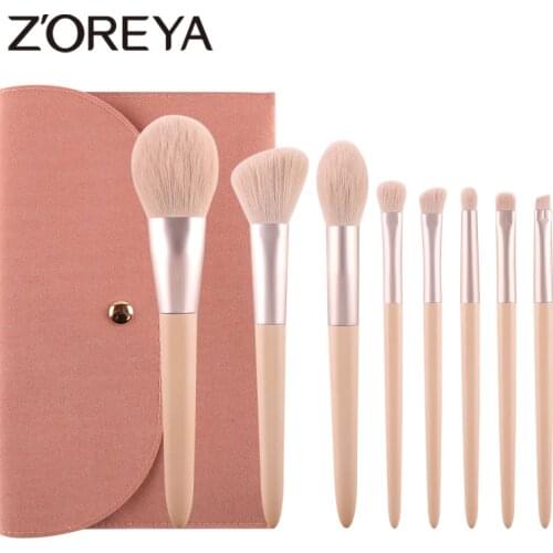 Zoreya 8pcs Makeup Brushes Set Mini Travel Makeup Brushes Tool Set Make Up Brush Summer Blendidng Cosmetics Tool