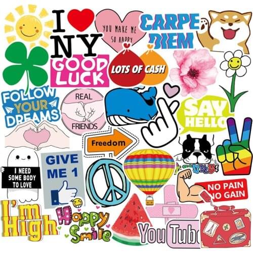 100Pcs Fresh summer graffiti Laptop stickers suitcase Skateboard Refrigerator Mixed Decal For MacBook/HP Waterproof sticker