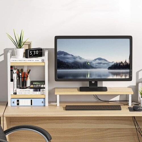 Monitor Holder TV Computer Monitor Riser Table Stand Set Desktop Laptop Screen Shelf Organizer Rack Home Office Lapdesk