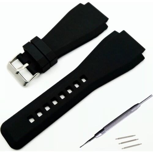 34*24mm Convex End Silicone Rubber Watch Band For Bell Series BR01 BR03 Strap Watchband Bracelet Belt Ross + Tool