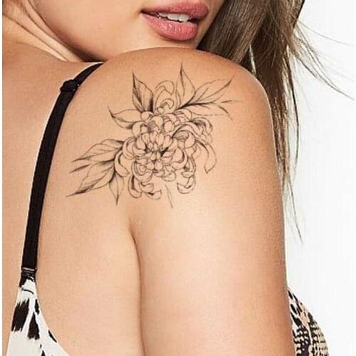 Temporary Tattoo Stickers Plain Mandala Flower Branches and Leaves Fake Tattoos Waterproof Tatoos Arm Large Size for Women Girl