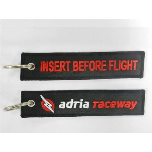 Insert Before Flight Adria Taceway Custom Embroidered Fabric Keychain With Logo