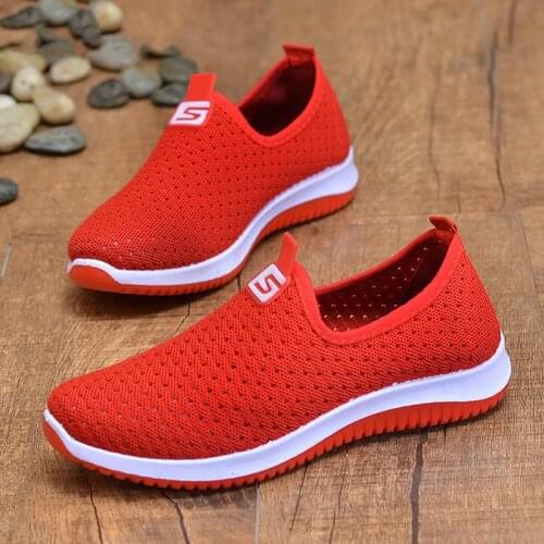 Womens Sneakers Breathable Mesh Wedges Summer Shoes For Women Walking Shallow Solid Non Slip Casual Shoes Girls Tennis Rubber75