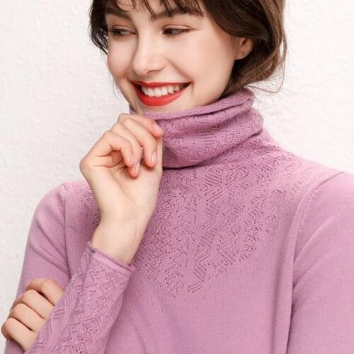 Fashion Carve Turtleneck Sweater Women Jumper 2021 Autumn Winter Cashmere Cotton Blend Sweter Pull Femme Hiver Pullover sweater