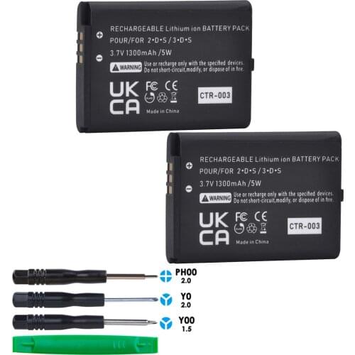 2pcs High Capacity CTR-003 CTR 003 Battery Replacement for Nintendo 3DS N3DS Gaming Console