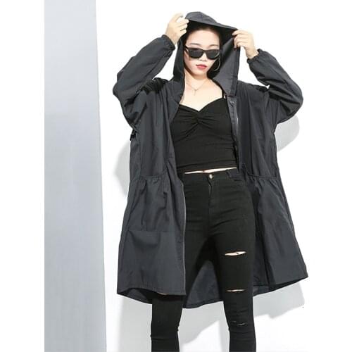 2020 New Women Transparent Fashion Tide Waterproof Raincoats Long Hooded Windbreaker Knee-length Outdoors Rainwear