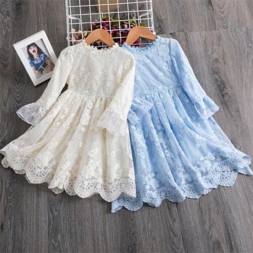 2021 Summer Girls Clothing Lace Flower Girls Dress Elegant Princess Dress Wedding Birthday Party Wear Kids School Daily Clothes