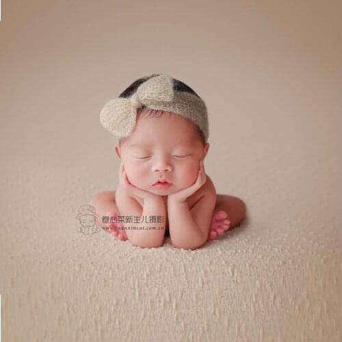 3pieces/set Photo Props Mohair bow hair band handmade crocheted newborn photography props hair band
