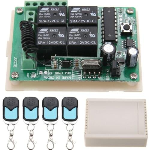 4pcs HCS301 433MHz Rolling Code Remote Control 315MHz 433MHz Remote Controller +12V Wireless Relay Receiver New