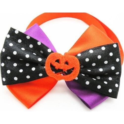 50PC/Lot Pumpkin Dog Bowties Halloween Dog Accessories Pet Dog Bow Ties Holiday Pet Supplies