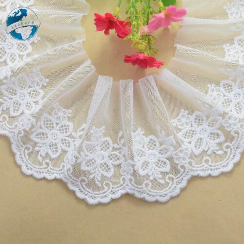 9.5cm White Embroidery Sewing Ribbon Guipure Lace Dolls Trim Fabric Warp Knitting DIY Garment Wedding Accessories#1804