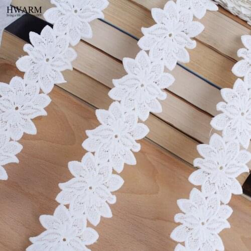 African white lace fabric 2019 high quality lace wedding decoration trim DIY 10yard New milk silk bar code lace spot lace fabric