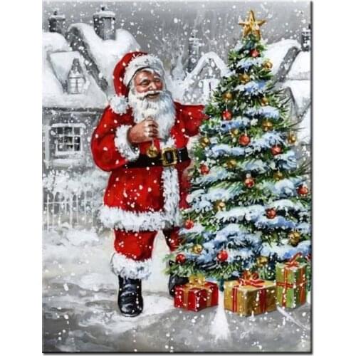 Santa Diamond Embroidery 5D Cross Stitch Christmas tree landscape Diamond Painting Rhinestone Full Square round stones art N778