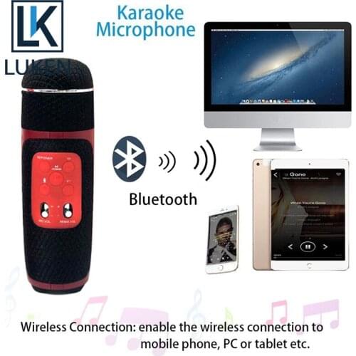 Wireless Microphone Professional Bluetooth Speaker Handheld Condenser Karaoke Mic Radio Recording Studio Music Player Singing