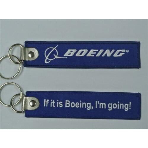 Airbus Boeing Logo Key Chain If Its Boeing, I'm Going Car Ring Sky Blue Keychain Key Ring Embroidery