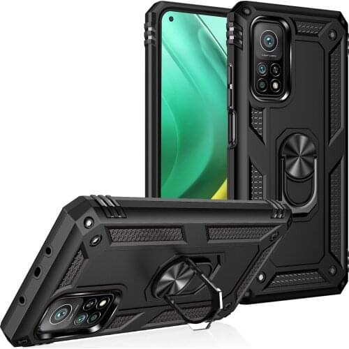 For Xiaomi Mi 10T Armor Shockproof Case for Xiaomi Mi 10T Pro Rugged Military Protective Car Holder Ring Case Cover Mi 10 T Pro