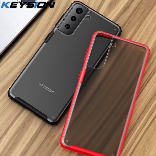 KEYSION Matte Case for Samsung S21 Ultra S21+ S20 FE S10 Plus Transparent Shockproof Phone Back Cover for Galaxy Note 20 Ultra