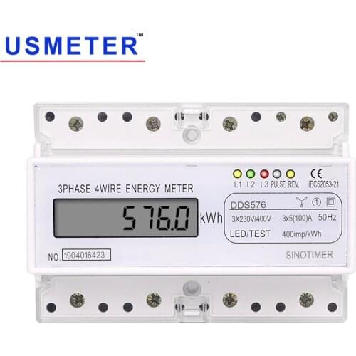 DDS576 380V 100A LCD Display Smart Electric Meter 3 Phase Power Meter DIN Rail 7P Wattmeter in Energy Meters Electricity Meter