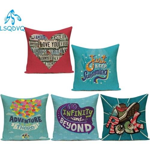 Decorative Throw Pillows Case Letter Rock Swimming Polyester Sofa Cushion Cover for Living Room Decoration Capa De Almofadas