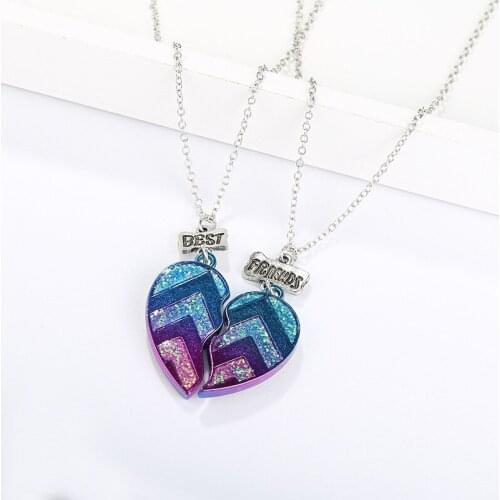 Friendship Necklace Half Heart Pendant Necklaces for BEST FRIENDS Rainbow Splicing Necklace Eternal Gift for Girls 1 Pair New