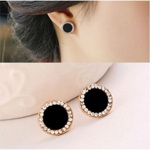 Elegant stud earring for women classical rhinestone round earrings Ladies' fashion gold stud earring brand jewelry #ER082