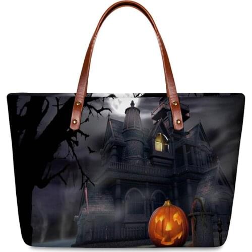 ELVISWORDS Lady Handbags Girl Top-Handle Bag Halloween Printing Party Totes Bags For Women 2020 New Shoulder Bags Bolsa Feminina