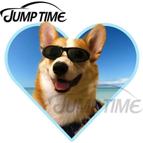 JumpTime 13 x6cm Doggo Stickers Beachy Corgi Vinyl Car Stickers Motocycle Helmet Window Trunk Creative Race Car Decal Decoration