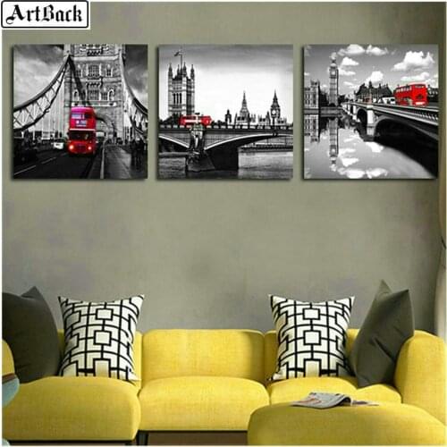 ArtBack three fight 5d diamond painting landscape full square sticker diy diamond mosaic wall decoration