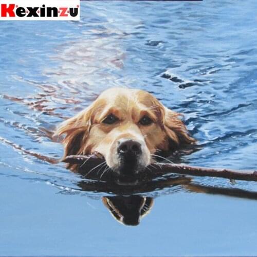 Kexinzu Full Square Round 5D DIY Diamond Painting"Dog Animal"3D Embroidery Cross Stitch Rhinestone Mosaic Home Decor Gift D8