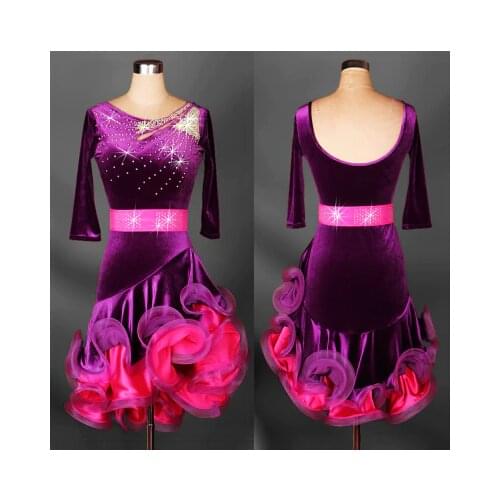 Latin dance costume spandex juvenile baby girl latin dance dress for women latin jivedance competition dresses 2XS-6XL