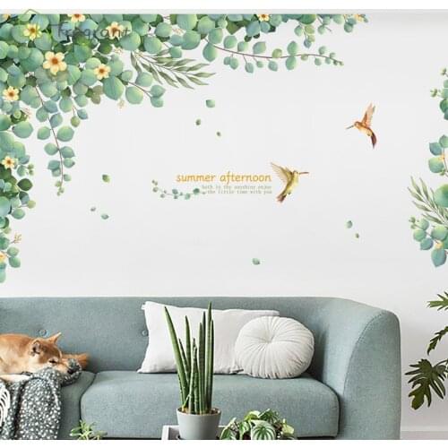 Creative wall sticker living room wall decor self-adhesive stickers bedroom decor fresh green plants room decoration home decor