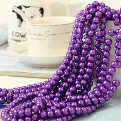 Loose 3mm-10mm Purple Color Fake Pearl DIY Hand Craft Round Glass Imitation Pearl Beads Clothing&Garment Nail Art Decoration